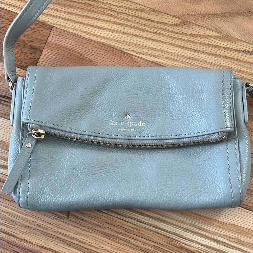 Kate Spade Soft Gray Leather Crossbody Bag
